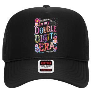 10th Birthday Girl In My Double Digits Era Retro 10 Year Old High Crown Mesh Back Trucker Hat