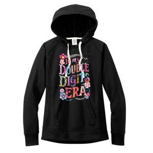 10th Birthday Girl In My Double Digits Era Retro 10 Year Old Women's Fleece Hoodie