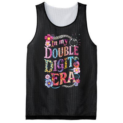 10th Birthday Girl In My Double Digits Era Retro 10 Year Old Mesh Reversible Basketball Jersey Tank