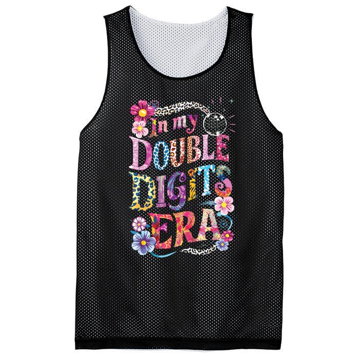 10th Birthday Girl In My Double Digits Era Retro 10 Year Old Mesh Reversible Basketball Jersey Tank