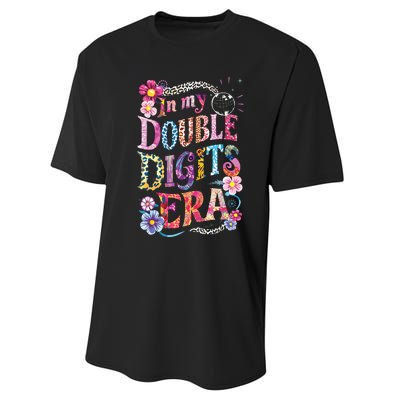 10th Birthday Girl In My Double Digits Era Retro 10 Year Old Performance Sprint T-Shirt