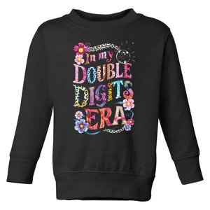 10th Birthday Girl In My Double Digits Era Retro 10 Year Old Toddler Sweatshirt