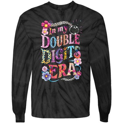 10th Birthday Girl In My Double Digits Era Retro 10 Year Old Tie-Dye Long Sleeve Shirt