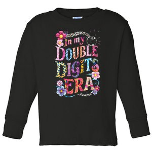 10th Birthday Girl In My Double Digits Era Retro 10 Year Old Toddler Long Sleeve Shirt