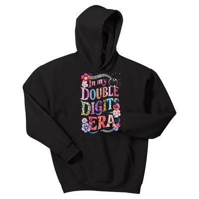 10th Birthday Girl In My Double Digits Era Retro 10 Year Old Kids Hoodie