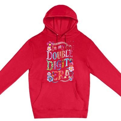 10th Birthday Girl In My Double Digits Era Retro 10 Year Old Premium Pullover Hoodie