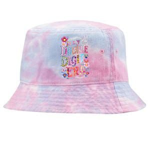 10th Birthday Girl In My Double Digits Era Retro 10 Year Old Tie-Dyed Bucket Hat