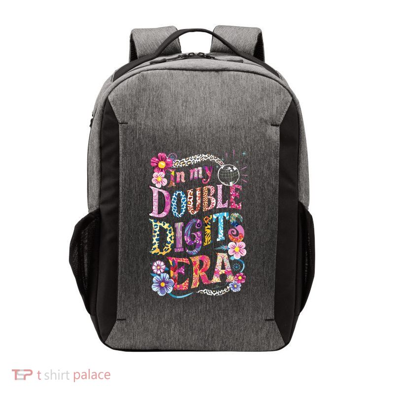 10th Birthday Girl In My Double Digits Era Retro 10 Year Old Vector Backpack