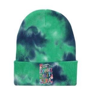 10th Birthday Girl In My Double Digits Era Retro 10 Year Old Tie Dye 12in Knit Beanie