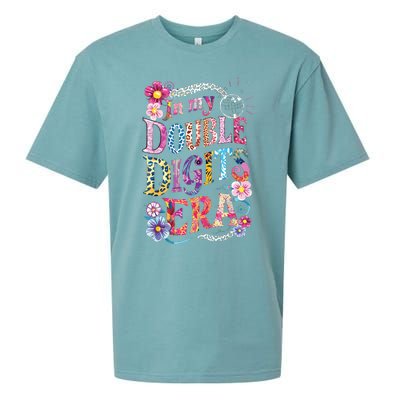 10th Birthday Girl In My Double Digits Era Retro 10 Year Old Sueded Cloud Jersey T-Shirt