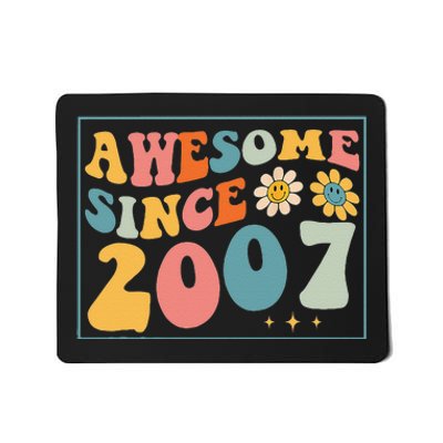 15th Birthday Gifts Awesome Since 2007 15 Years Old Groovy Mousepad