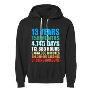 13th Birthday Gift Boy 13 Years Being Awesome Garment-Dyed Fleece Hoodie