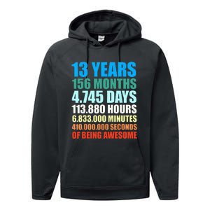 13th Birthday Gift Boy 13 Years Being Awesome Performance Fleece Hoodie