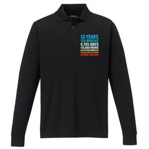 13th Birthday Gift Boy 13 Years Being Awesome Performance Long Sleeve Polo