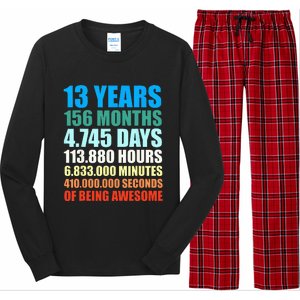 13th Birthday Gift Boy 13 Years Being Awesome Long Sleeve Pajama Set