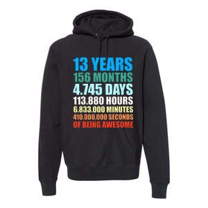 13th Birthday Gift Boy 13 Years Being Awesome Premium Hoodie