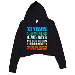 13th Birthday Gift Boy 13 Years Being Awesome Crop Fleece Hoodie