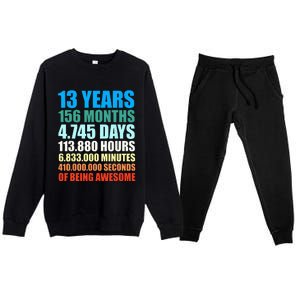 13th Birthday Gift Boy 13 Years Being Awesome Premium Crewneck Sweatsuit Set