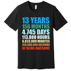 13th Birthday Gift Boy 13 Years Being Awesome Premium T-Shirt