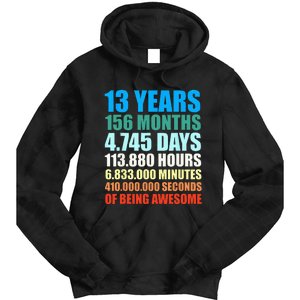 13th Birthday Gift Boy 13 Years Being Awesome Tie Dye Hoodie