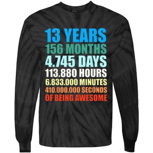 13th Birthday Gift Boy 13 Years Being Awesome Tie-Dye Long Sleeve Shirt