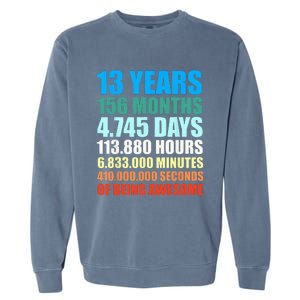 13th Birthday Gift Boy 13 Years Being Awesome Garment-Dyed Sweatshirt