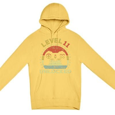 11th Birthday Gaming Level 11 Unlocked Premium Pullover Hoodie