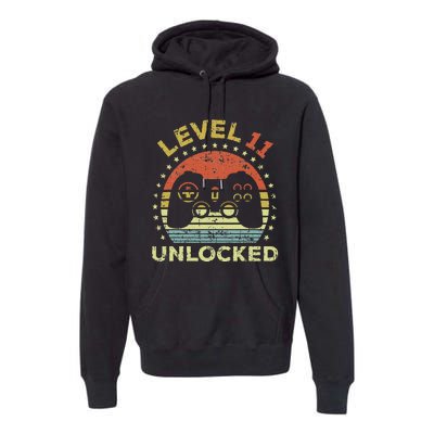 11th Birthday Gaming Level 11 Unlocked Premium Hoodie