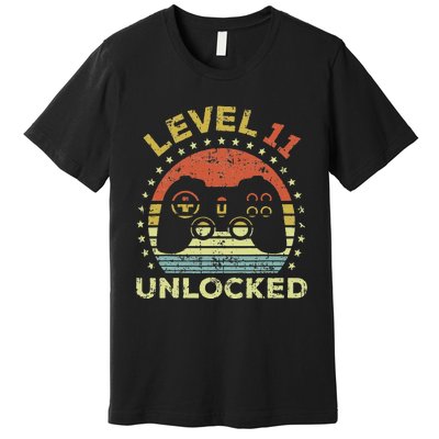 11th Birthday Gaming Level 11 Unlocked Premium T-Shirt