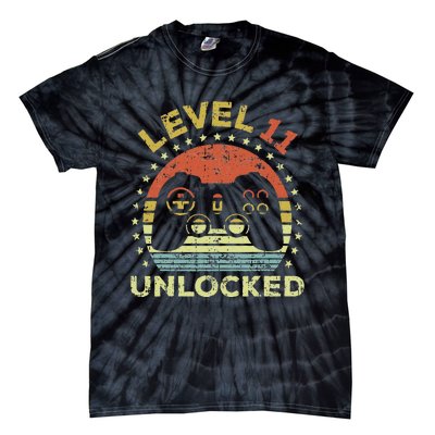 11th Birthday Gaming Level 11 Unlocked Tie-Dye T-Shirt