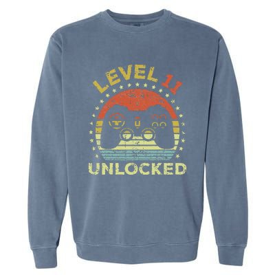 11th Birthday Gaming Level 11 Unlocked Garment-Dyed Sweatshirt