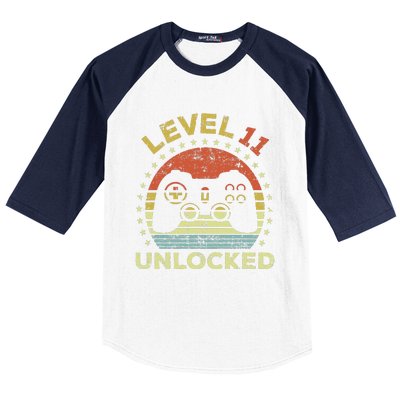 11th Birthday Gaming Level 11 Unlocked Baseball Sleeve Shirt