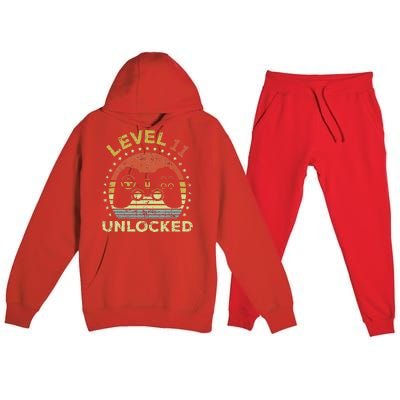 11th Birthday Gaming Level 11 Unlocked Premium Hooded Sweatsuit Set