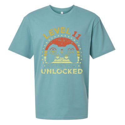 11th Birthday Gaming Level 11 Unlocked Sueded Cloud Jersey T-Shirt