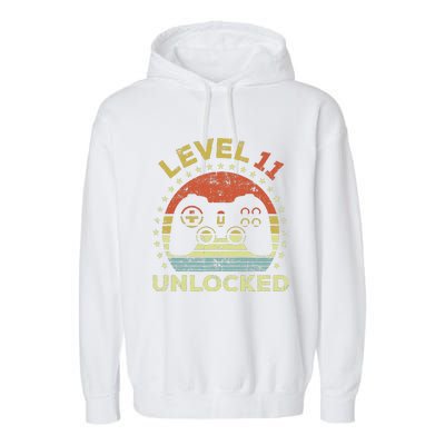 11th Birthday Gaming Level 11 Unlocked Garment-Dyed Fleece Hoodie