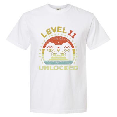 11th Birthday Gaming Level 11 Unlocked Garment-Dyed Heavyweight T-Shirt