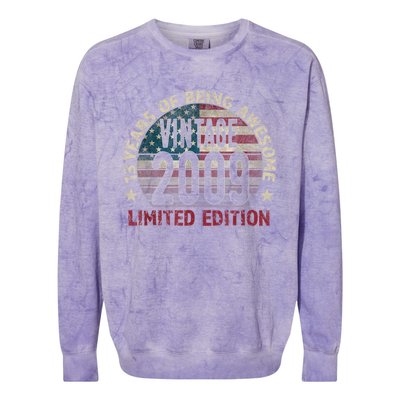 13th Birthday Gift Boys Vintage 2009 13 Years Old USA Flag Colorblast Crewneck Sweatshirt