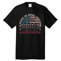 13th Birthday Gift Boys Vintage 2009 13 Years Old USA Flag Tall T-Shirt