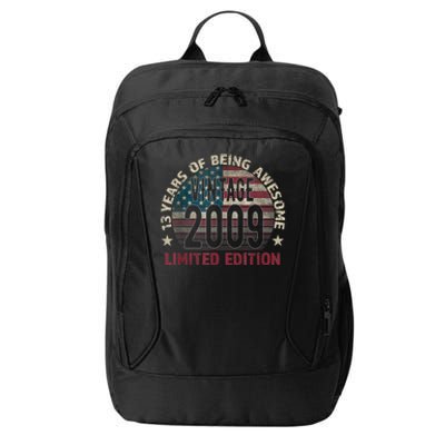 13th Birthday Gift Boys Vintage 2009 13 Years Old USA Flag City Backpack