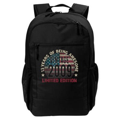 13th Birthday Gift Boys Vintage 2009 13 Years Old USA Flag Daily Commute Backpack