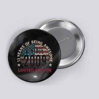 13th Birthday Gift Boys Vintage 2009 13 Years Old USA Flag Button