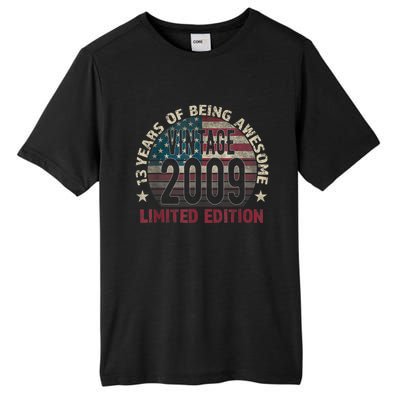 13th Birthday Gift Boys Vintage 2009 13 Years Old USA Flag Tall Fusion ChromaSoft Performance T-Shirt