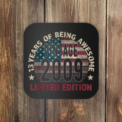 13th Birthday Gift Boys Vintage 2009 13 Years Old USA Flag Coaster