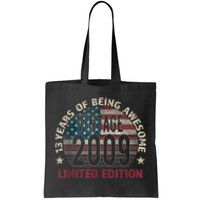 13th Birthday Gift Boys Vintage 2009 13 Years Old USA Flag Tote Bag