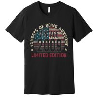 13th Birthday Gift Boys Vintage 2009 13 Years Old USA Flag Premium T-Shirt