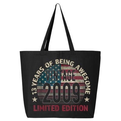 13th Birthday Gift Boys Vintage 2009 13 Years Old USA Flag 25L Jumbo Tote