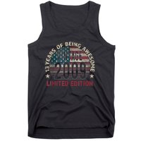 13th Birthday Gift Boys Vintage 2009 13 Years Old USA Flag Tank Top