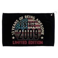 13th Birthday Gift Boys Vintage 2009 13 Years Old USA Flag Grommeted Golf Towel