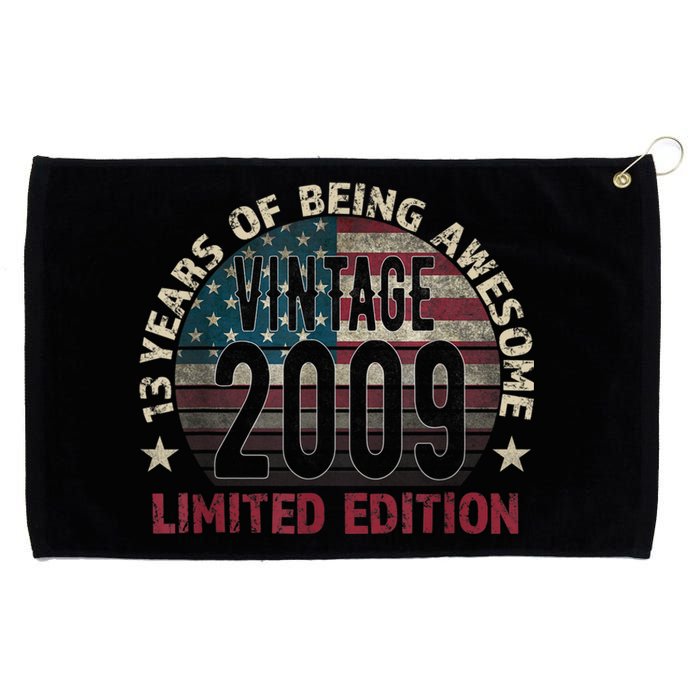 13th Birthday Gift Boys Vintage 2009 13 Years Old USA Flag Grommeted Golf Towel