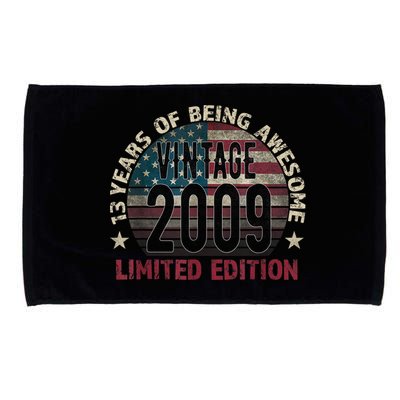 13th Birthday Gift Boys Vintage 2009 13 Years Old USA Flag Microfiber Hand Towel